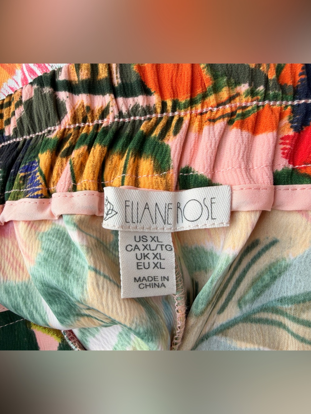 Women's Pink Tropical Print Tie-Waist Shorts XL - Picture 3 of 3